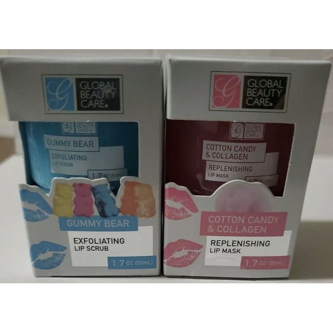 (2) Global Beauty Care Lip Mask & Scrub Gummy Bear and Cotton Candy Lip Care