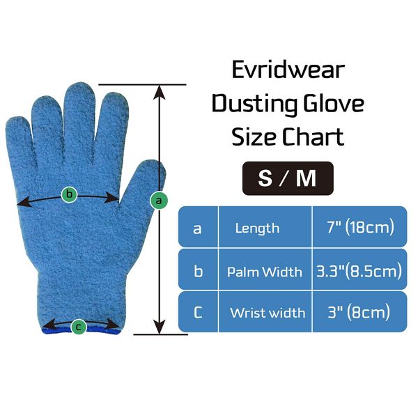 Evridwear Microfiber Dusting Gloves , Dusting Cleaning Glove for Plants, Blinds, Lamps,and Small Hard to Reach Corners (Blue 2 Pairs)