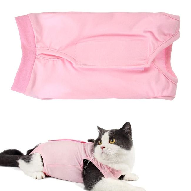 Newaner Recovery Suit Katze, Haustiere Schutz Kleidung Wiederherstellung Anzug Weste, Professional Recovery Anzug, katzenbody nach op,OP-Kleidung für Haustiere(Rosa,M)