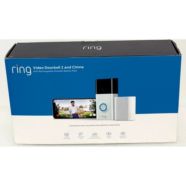 Ring Video Doorbell 2 and Chime with Rechargeable Doorbell Battery Pack