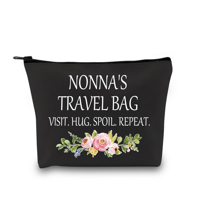 Nonna Geschenk für Oma von Enkelkindern, Nonna, Reisegeschenk, Großmutter, Reißverschlusstasche, Make-up-Tasche, Nonna's Travel Black EU, Beauty Case