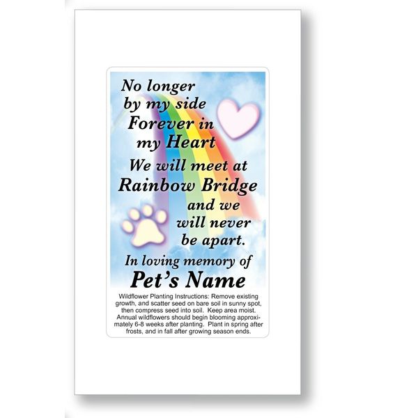 10 Personalized Rainbow Bridge Poem Seed Packets MEMORIAL PET LOSS DOG CAT GIFT