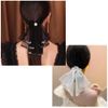 FASELE Ribbon Elastics, Set of 2, Dot Pattern, Lace, Volume, Hair Elastics, Maiden, Hair Cuffs, Hair Hooks, Beautiful, Neat and Cute, Femininity, Women's, Stylish (Pearl Included, 2-Piece Set)