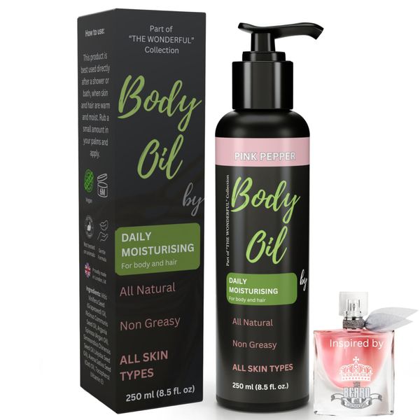 All Natural Skin Relief Body Oil, with Oat Oil & Jojoba Oil, Suitable for Sensitive Skin, Instantly Nourishes Very Dry, Sensitive Skin, Suitable for a Massage, 250ml (250ml, Pink Pepper)