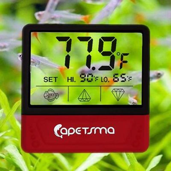 Fish Tank Thermometer, Touch Screen Digital Aquarium Thermometer with LCD Red