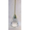 Bathroom Light Pull Chain – Polished Brass and Clear Acrylic Crystal Tear Drop Brass Chain