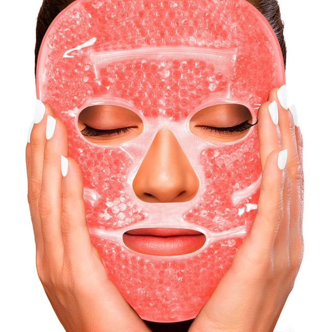 Sofida Cold Hot Gel Face Eye Mask - Reduce Puffy Dark Circles Bags Under Eyes Migraines Stress Relief - Heat Ice Therapy Pack Compress - Sinus Pressure Acne Headaches Relaxation (Soft Pink)