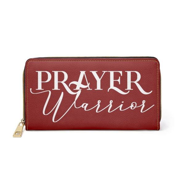 Womens Wallet, Zip Purse, Maroon & White Prayer Warrior - One size