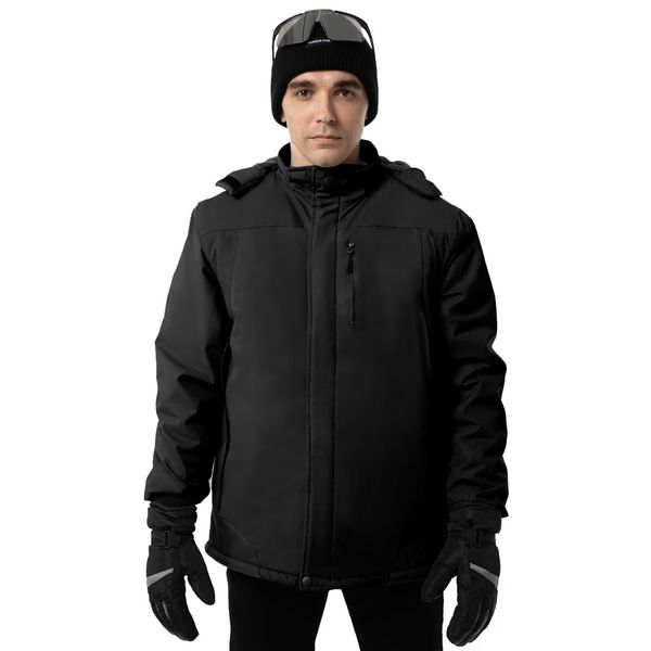 CNBQDD Winter Jackets for Men Ski Snow Jacket Waterproof Warm Coat With Hoodie Fleece Liner Winter Coats(Black,Medium)