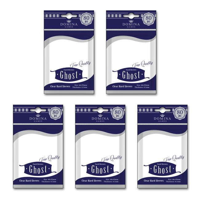 Domina Games Ghost Clear Hard Standard Size Card Sleeves 80 Count Pack of 5