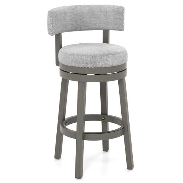 27/31 Inch Swivel Bar Stool with Upholstered Back Seat and Footrest-31 inches