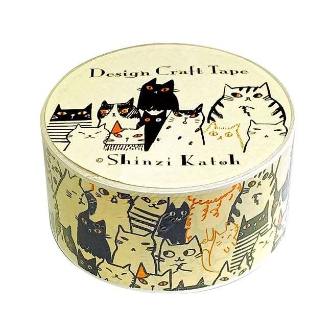 Shindo Katoh Craft Tape, Design Tape, Many Cats, Width 1.8 inches (45 mm) x 32.8 ft (10 m) Roll, ks-cft-10009