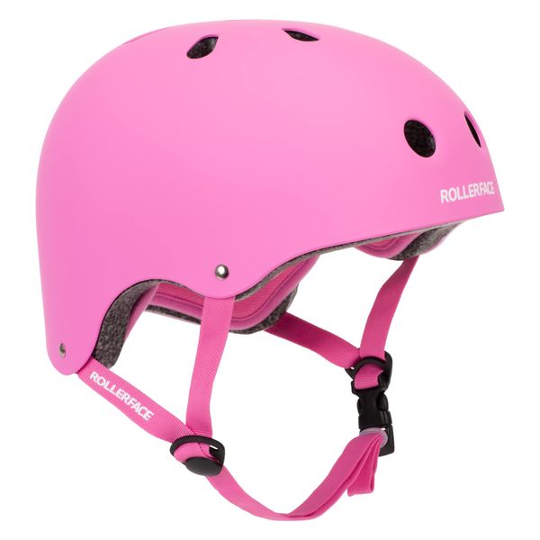 Rollerface Multi-Sport Helmet Scooter, Skateboard, Roller Skate, Inline Skating, with Double International Safety Certificate, Extra-Padded Interior, for Youth and Adults. (Pink, Small)