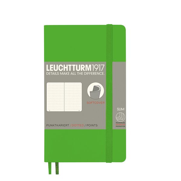 Leuchtturm1917 (357657 Notebook Pocket (A6) Softcover, 123 numbered pages, Squared, fresh green