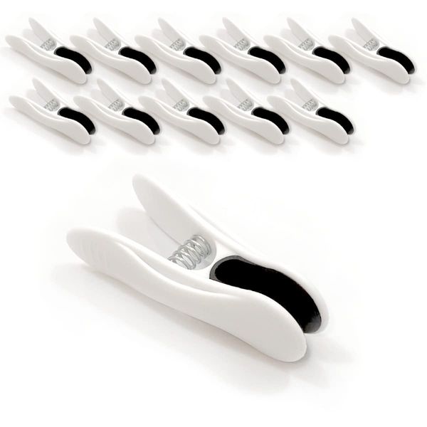 Clothespins, Strong, Non-marking Monotone Clips, Pack of 12, White, Clothespins, Pinch, Stylish, Non-Slip, Windproof