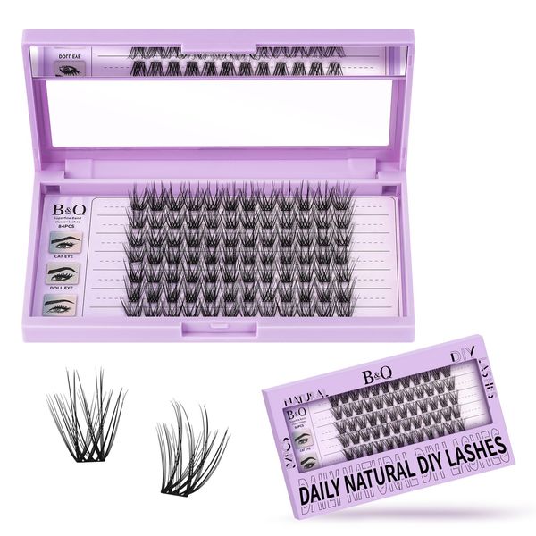 Wimpern Extensions 84 PCS Z06 B&Q Einzelne Wimpern DIY Lash Clusters für Anfänger Wiederverwendbar Wimpernbüschel Einzelwimpern für Wimpernverlängerung zu Hause Lashes Wimpern Extension(Z06,D-10 mm)