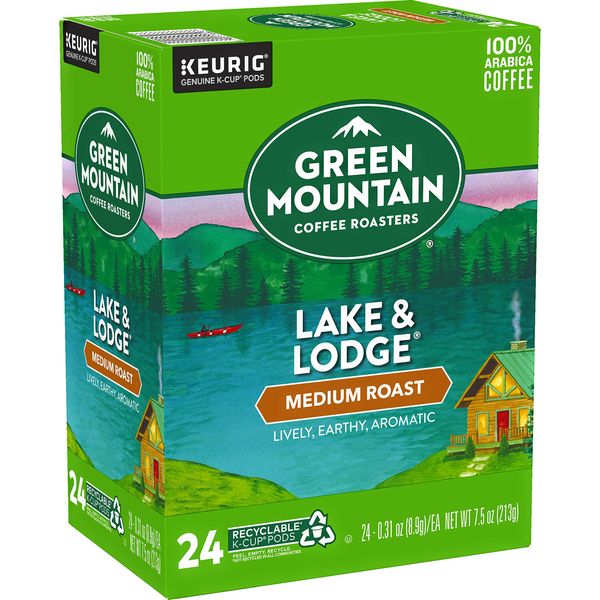 Keurig Coffee Pods K-Cups 16 / 18 / 22 / 24 Count Capsules ALL BRANDS / FLAVORS (24 Pods Green Mountain - Lake & Lodge)