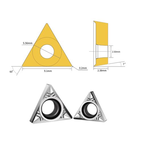 Feyzor CNC Turning Carbide Inserts TCGT1.8(1.5)0, 10 PCS, 5.56mm IC, for Aluminum and Non-Ferrous Metals
