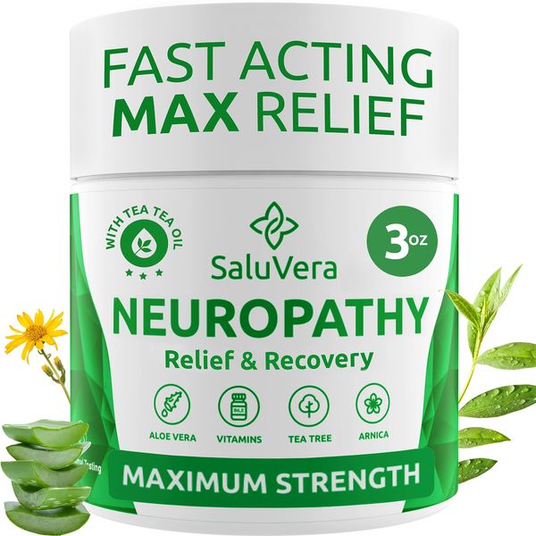 Neuropathy Pain Relief Cream - Maximum Strength Nerve Pain Reliever for Foot, Toes, Hands, Legs with Aloe Vera, Arnica, MSM Vitamin B6, and Menthol for Fast-Acting Relief 3oz