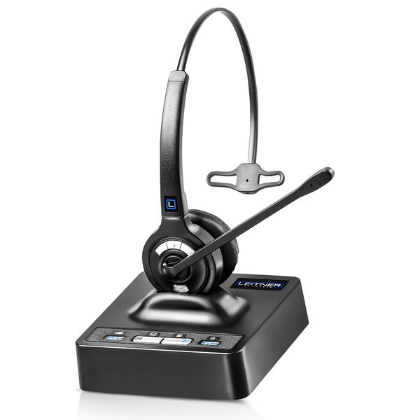 Leitner LH270 2-in-1 Wireless Office Headset with Mic – Computer and Telephone Headset – Phone Headsets for Office Phones – Teams Headset – 5-Year Warranty – Single-Ear