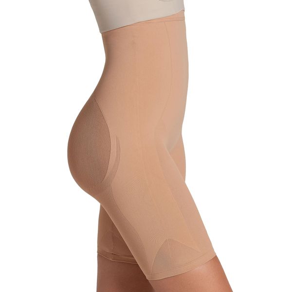 Leonisa Womens Seamless High Waist Shapewear with Thigh Compression,Beige,XL-XXL