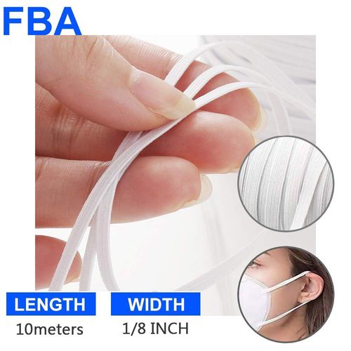 1/8 inch Elastic White 10 Metres-3mm Elastic Corded Flat Cord Thin Elastic Dressmaking Waistband Headbands for Sewing Clothing, Knitting, DIY Projects, Skirt & Trouser Waistband 3