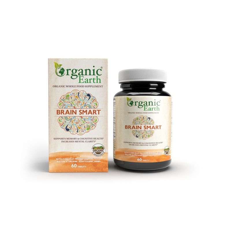 Organic Earth Brain Smart Tab | 60 Tablets | Cognitive Support & Brain ...