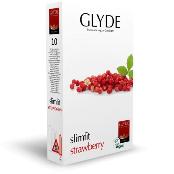 Glyde Ultra Slimfit Strawberry Flavour Vegan Condoms, 100 g