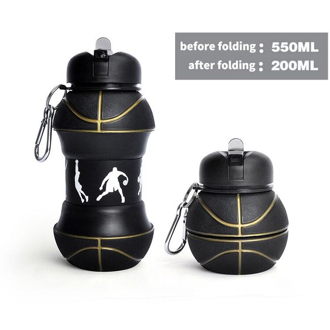 Sports Fold Water Bottle Football Basketball Tennis Leakproof