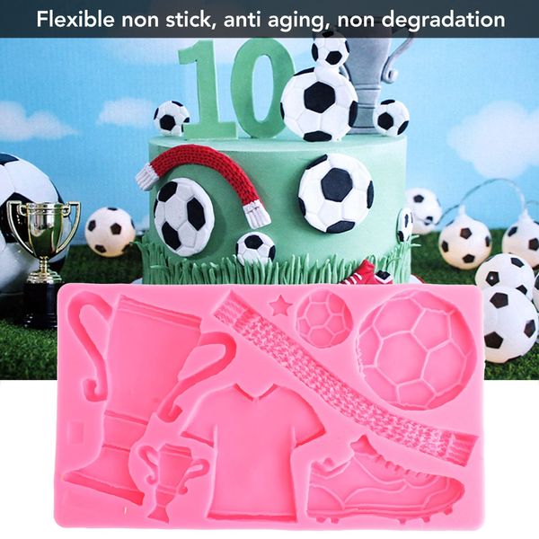 Topyond Football World Cup Silicone Molds, Sports Theme Trophy Cake Fondant Molds, Soccer Shoes Candy Chocolate Decorating Mould for Birthday Wedding Party DIY Cake, Pink