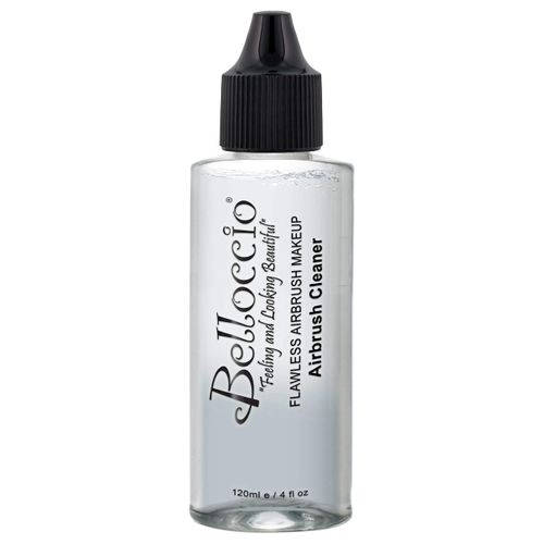 4 Ounce Bottle of Belloccio Makeup Airbrush Cleaner - Fast Acting Cleaning Solution, Quickly Cleans Flushes Out Airbrush Makeup Foundation, Blush, Highlighter - Clean Cosmetic Makeup Brushes, Paint