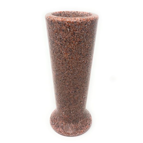 OPTIMUM Slim Memorial Cemetery Flower Vase - Plastic (North American Pink Granite) with Metal Ground Spike, Grave Marker, Decorations for Gravesite, Headstone Flowers Holder, Garden Lawn & Yard