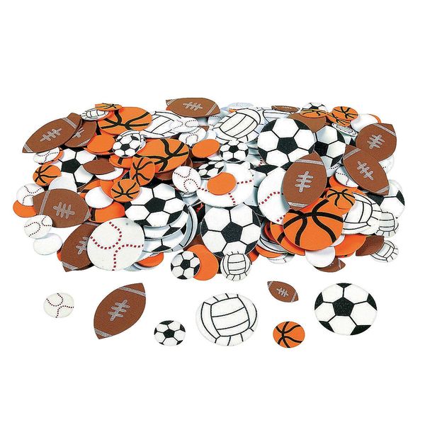 Fun Express Foam Sports Stickers for Kids - Adhesive Foam Sticker Pack - VBS Vacation Bible School Supplies/Decor - 500 Piece Sports Ball Foam Shapes - Crafts for Kids and Fun Home Activities