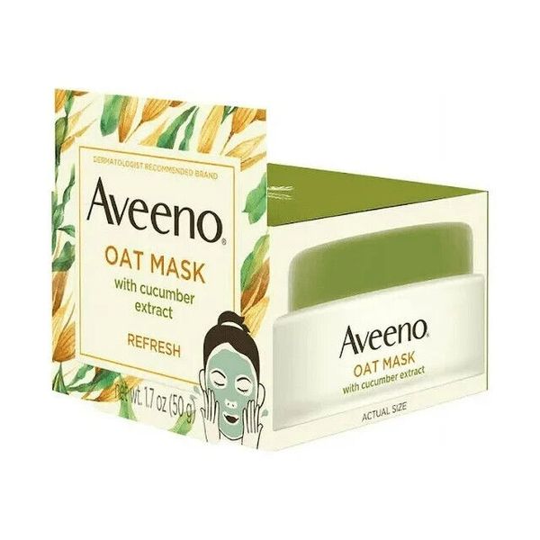 Aveeno Oat Face Mask with Cucumber Extract Refresh Tired Skin Nourishing 1.7 Oz