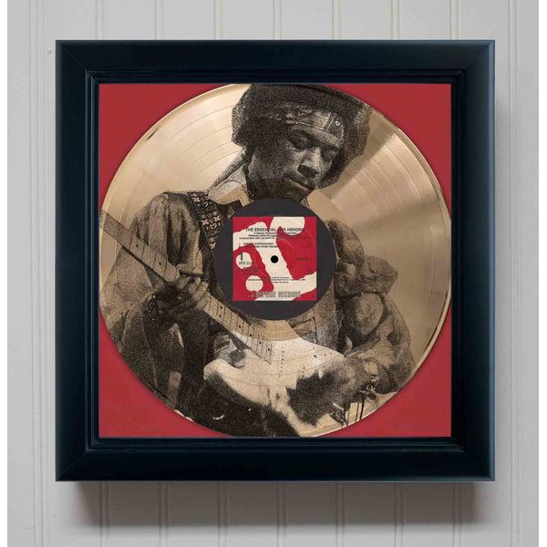 Jimi Hendrix The Essential Hendrix Gold Record Etched LP Shadowbox Display