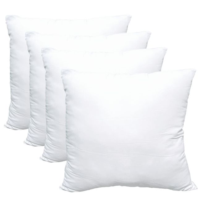 Obruosci Luxury Set of 4 Throw Pillow Inserts, 18 x 18 Hypoallergenic Ultra Soft White Polyester Microfiber Durable Couch Cushion Fillers