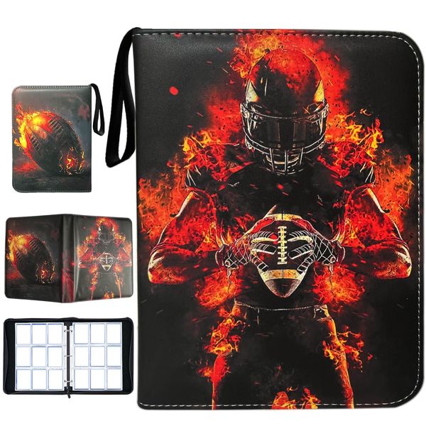 Football Card Binder with Sleeves,900 Pockets Football Card Holder Protectors Albums, Card Storage Organizer Case Compatible with Trading Card and Other Sports Cards