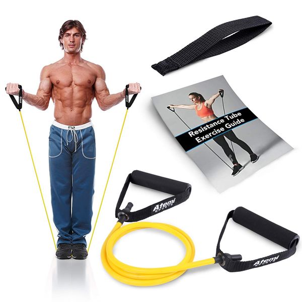 Atemi Sports Resistance Band with Handles | Free Resistance Band Door Anchor & Exercise Guide | Resistance Tubes for Women or Men (#1 Light)