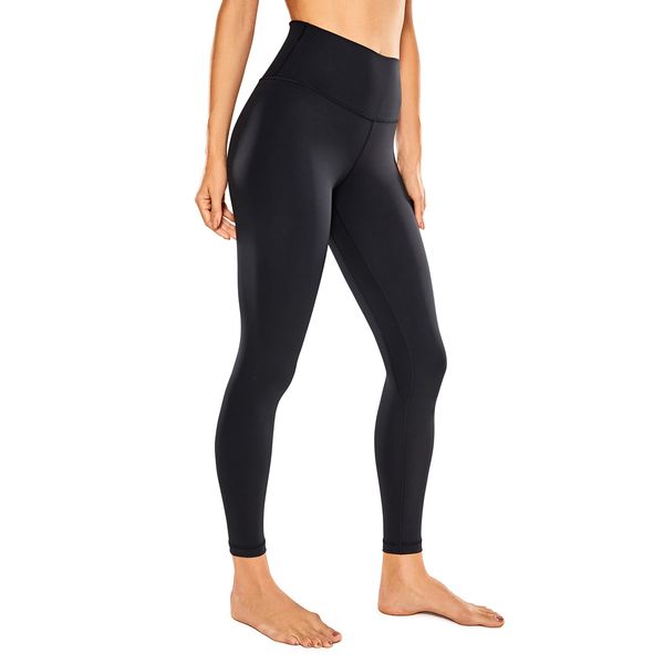 CRZ YOGA Women Naked Feeling Yoga Pants 25 Inches - 7/8 High Waisted Workout Leggings Black Small