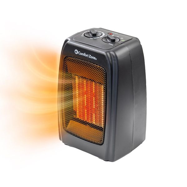 Comfort Zone Desktop Space Heater with Energy Save Mode, Tip-Over Switch, Black