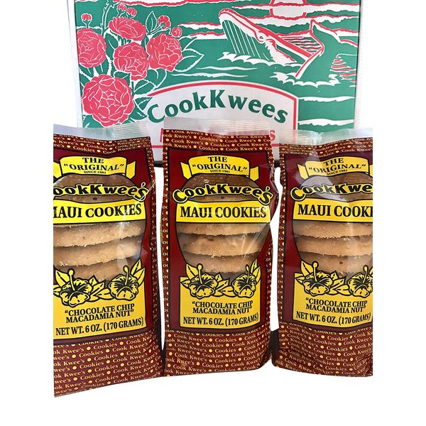 The Original Maui Hawaii CookKwees Cookies (Chocolate Chip Macadamia Nut 3pk.)