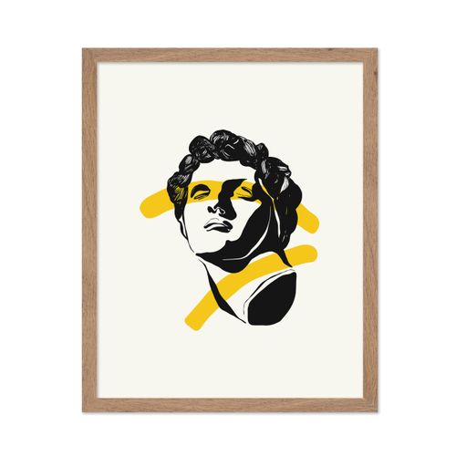 Poster Master Greek God Poster - Retro Portrait Print - Trendy Art - Modern Art - Mythology Art - Chic Boho Art - Minimal Art - Aesthetic Office or Living Room Wall Decor, 11x14 Beige Framed