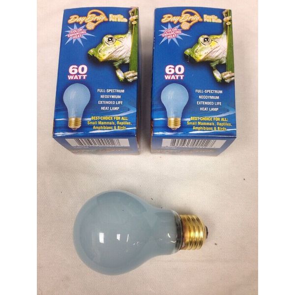 60A19/D 60W A19 Frost Daylight Reptile Pet Heat Full Spectrum LightBulb 2-pcs