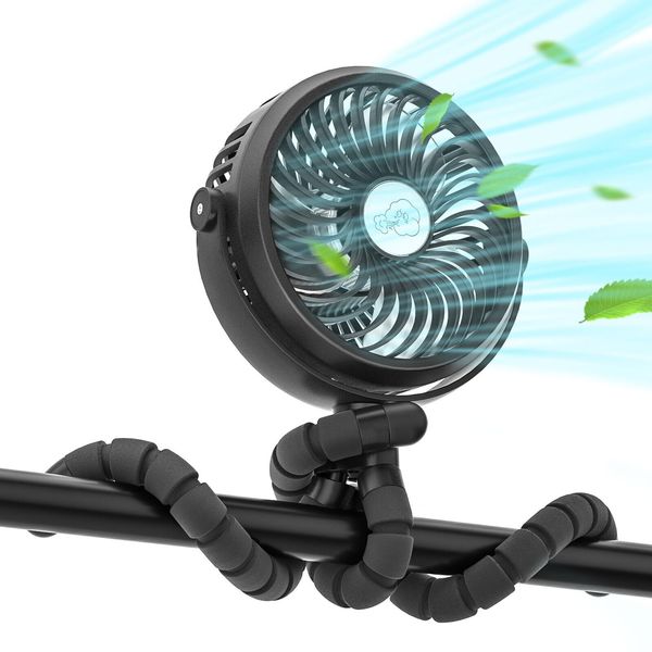 3 Speeds USB Portable Rechargeable Mini Cooling Fan Clip On Desk Baby Stroller