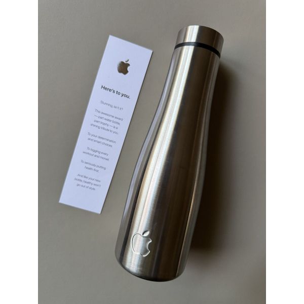 Apple Retail Employee Silver Metal Water Bottle Wellness Challenge Award Logo