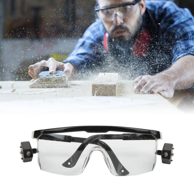 [Tefola] Safety Glasses, LED Safety Glasses Shockproof Anti-Fog UVA Proof Ergonomic Design Adjustable Eye Protection LED Light LED Safety Glasses