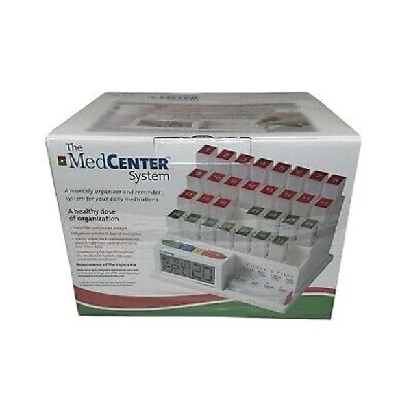 The MedCenter System 31 Day Monthly Vitamin Medicine Pill Organizer & Alarm New