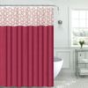 Red White Sheer Embroidered Scroll Panel Design Decorative Fabric Shower Curtain
