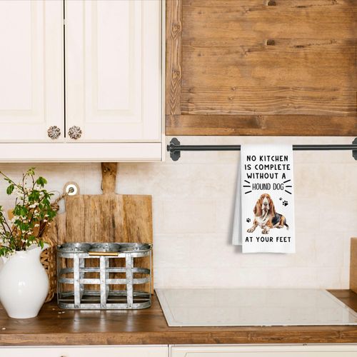 HSIASHENG Funny Hound Dog Hand Towels for Kitchen Home Bathroom Decor, A Kitchen is Not Complete Without A Hound Dish Towel, Dog Lovers Gift, 16×24 Inch