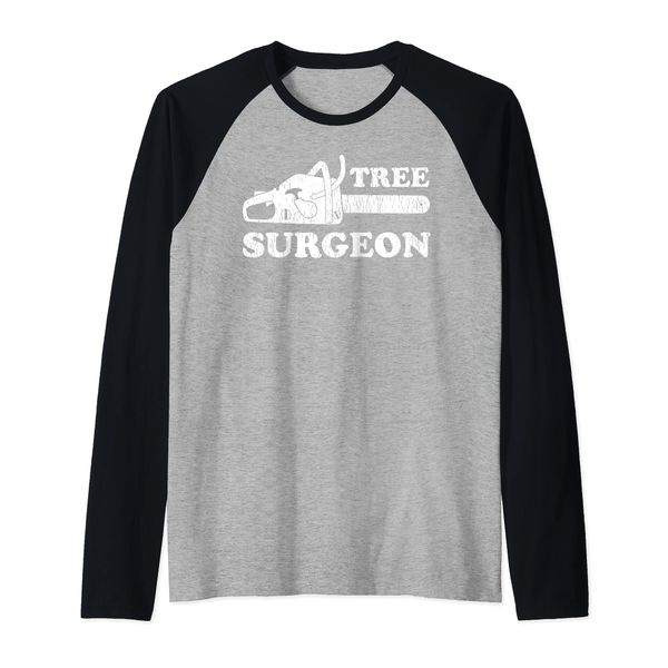 Mens Tree Surgeon Lumberjack Arborist Woodworking Raglan Baseball Tee